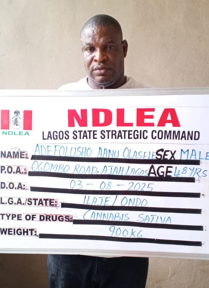 NDLEA officers detain Lagos pastor for alleged cannabis trafficking from Ghana.