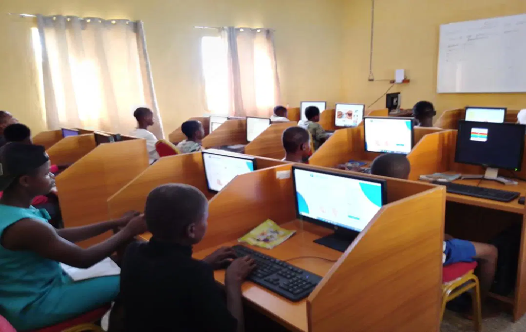 Rural youth attending digital training at CITAD-ActionAid ICT Centre in Kaida Sabo, learning computer and technology skills.