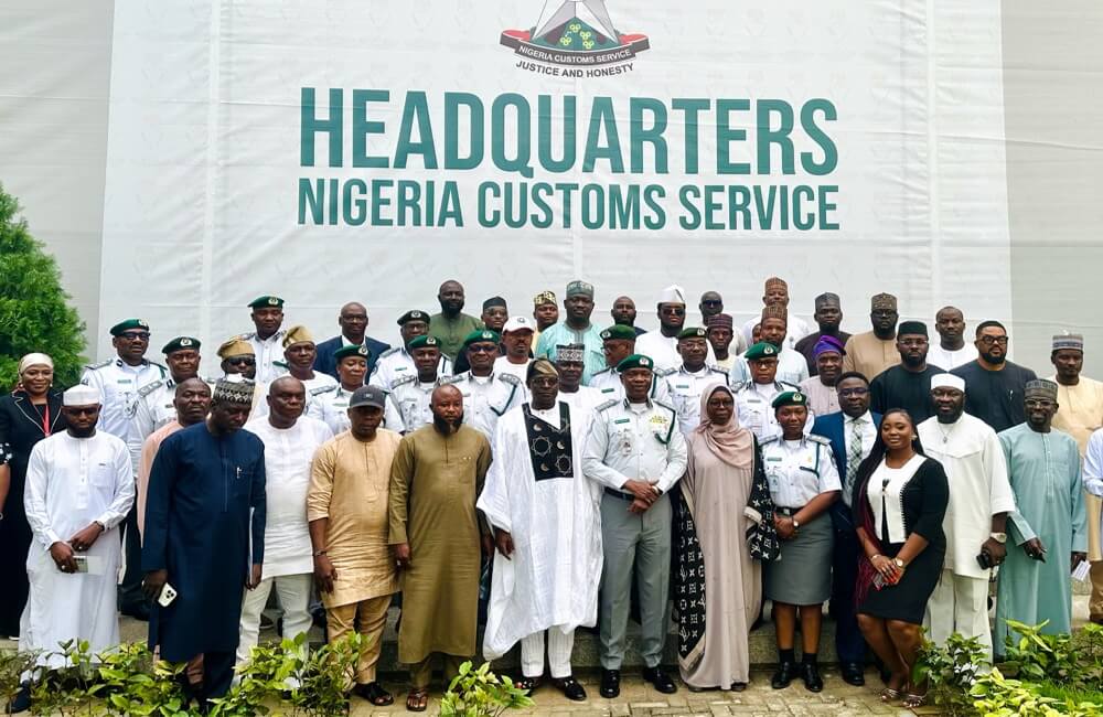 Comptroller-General Adewale Adeniyi unveiling the Customs Verification Management System at Customs Headquarters, Abuja.