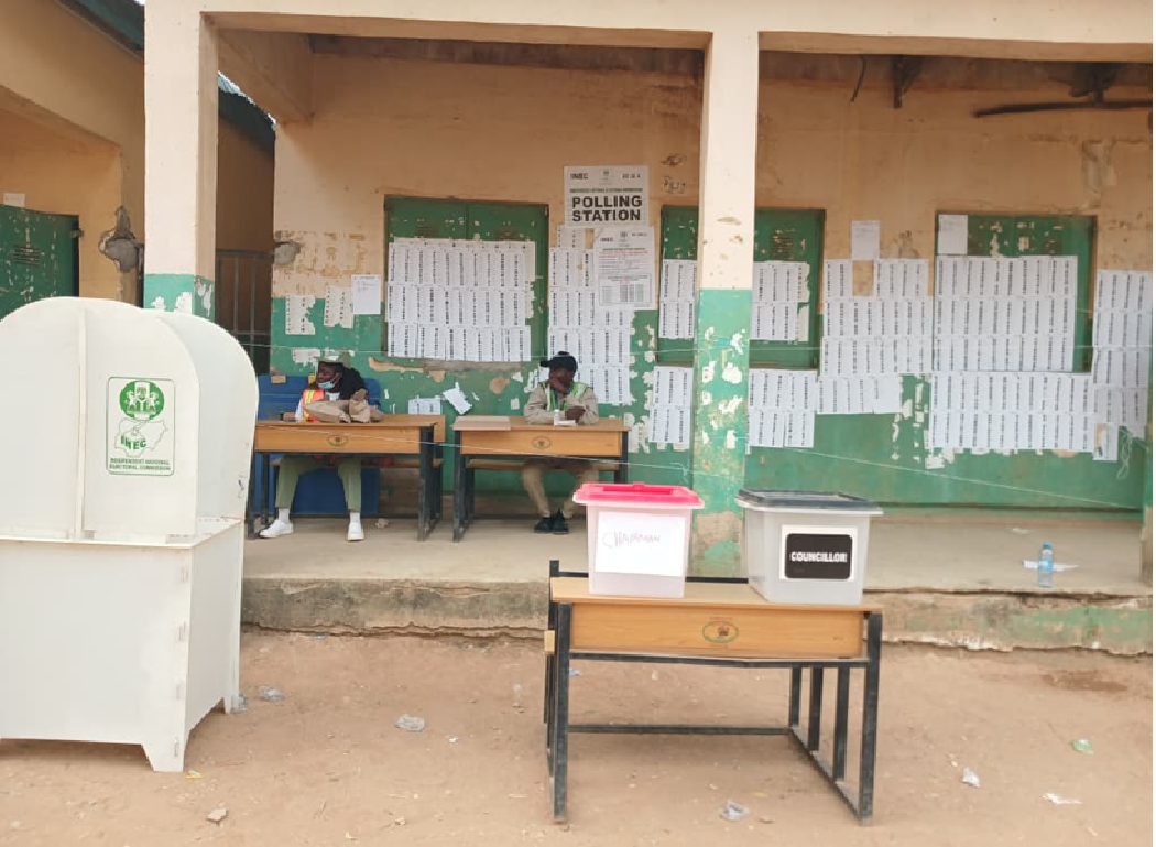 Residents casting ballots at a polling unit in the Federal Capital Territory during Area Council elections.