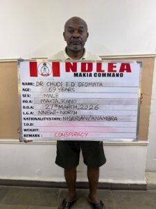 NDLEA officers with confiscated drugs during operations that led to arrests of elderly suspect and medical doctor in Nigeria.