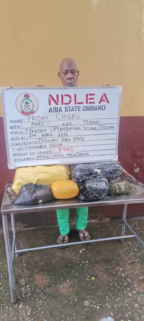 NDLEA officers with confiscated drugs during operations that led to arrests of elderly suspect and medical doctor in Nigeria
