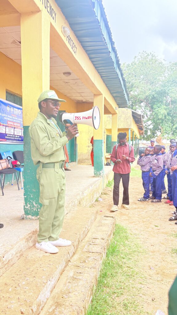 Sallisu Al-Amin Muhammad speaking to students about the dangers of drug abuse during a sensitisation programme in Abuja.