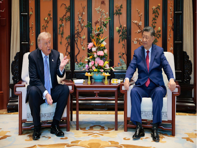 Donald Trump and Xi Jinping during bilateral talks at the Chinese leadership compound in Beijing.