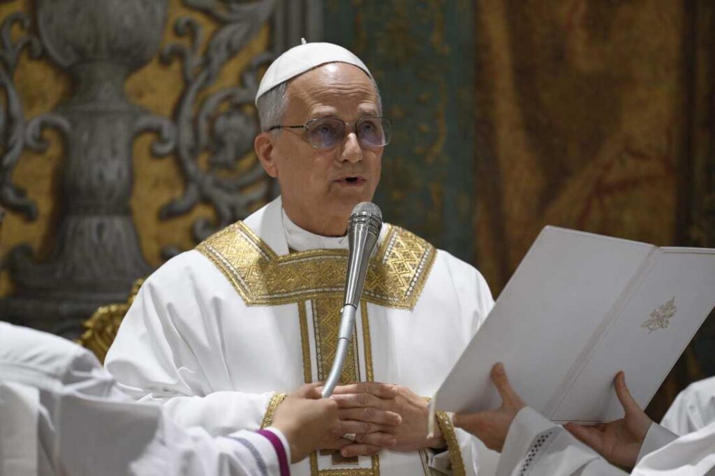 Pope Leo XIV speaks at the Vatican during the presentation of his encyclical Magnifica Humanitas, calling for the “disarming” of artificial intelligence and cautioning against AI-driven geopolitical competition.