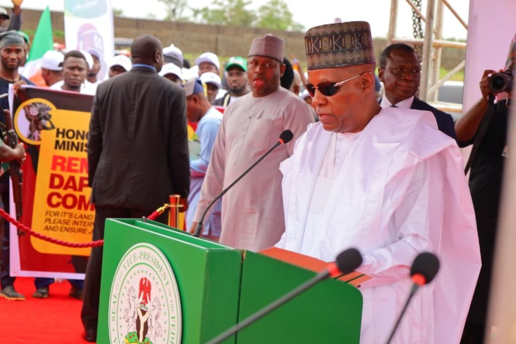 Vice President Kashim Shettima representing President Bola Tinubu during the commissioning of Arterial Road N5 in Dape District, Abuja.