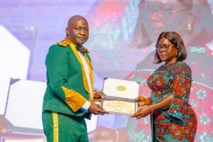 Minister of Defence General Christopher Musa (Rtd) speaking at the Nigerian Navy’s 70th Anniversary Ceremonial Sunset Dinner and Awards Night, highlighting the role of technology and innovation in strengthening maritime security and naval operations