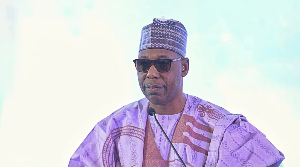 Borno State Governor Babagana Zulum speaking as Nigerian military troops conduct operations that led to the rescue of 360 abductees from the Mandara Mountains in Borno State