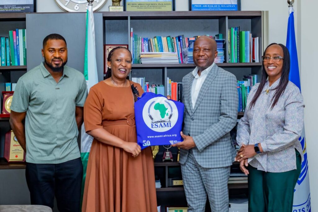 Prof. Abubakar O. Sulaiman, Director-General of NILDS, meets with an ESAMI delegation in Abuja to discuss African-led solutions, legislative capacity building and institutional cooperation.