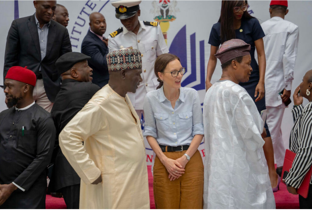 A representative delivers UNICEF Nigeria’s goodwill message on child protection, rehabilitation and the prevention of child recruitment during a policy dialogue in Abuja.
