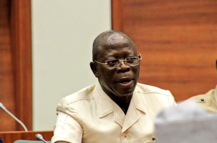 Senator Adams Oshiomhole addressing allegations linked to the suspension of Senator Natasha Akpoti-Uduaghan in the Senate.