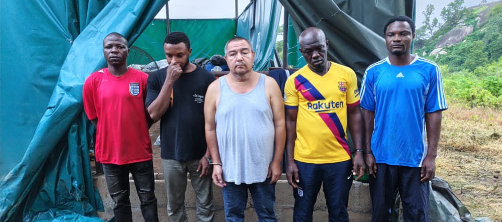 NDLEA officers during a raid on an industrial-scale methamphetamine laboratory in a forest in Oyo State.