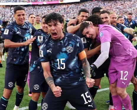 Moroccan players celebrate after defeating the Netherlands in a penalty shootout at the 2026 FIFA World Cup.