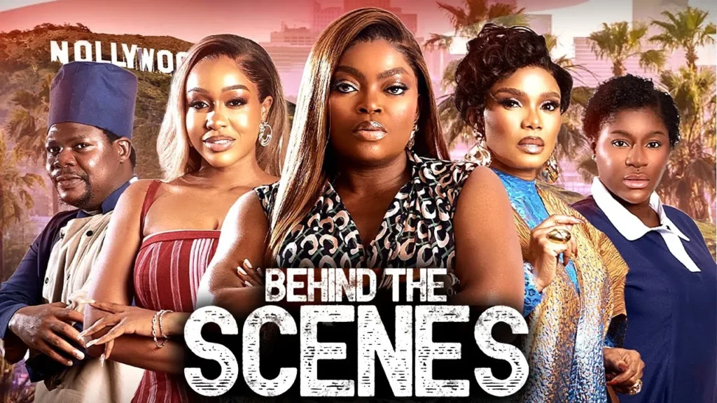 Funke Akindele on a film set while the National Orientation Agency praises her for promoting respect for the Nigerian currency in her latest movie.