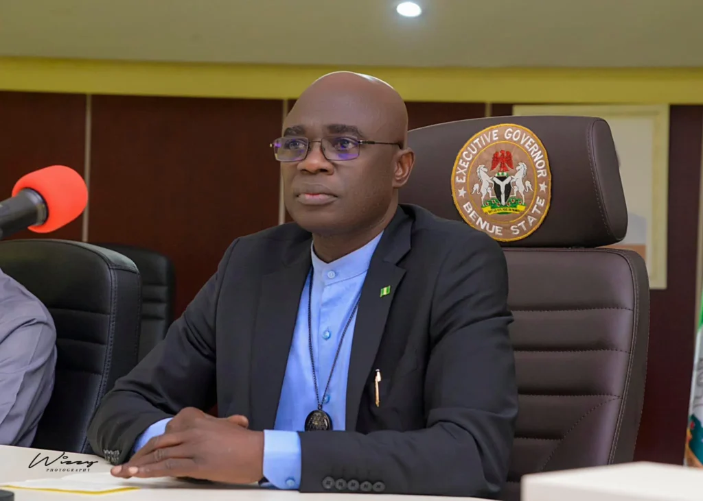 Hyacinth Alia speaks with journalists after meeting President Bola Tinubu at the State House in Abuja to discuss security, development and political unity