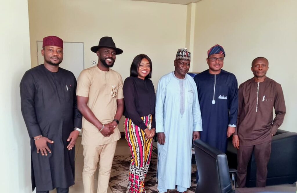Acting General Manager of Democracy Radio Benjamin Ubiri and LECESA Director Professor Zubairu Dagona during a courtesy visit at the NILDS headquarters in Abuja