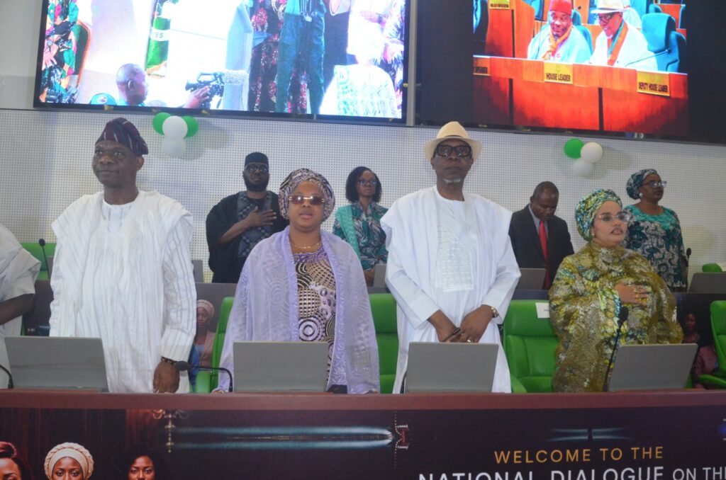 Fatima Tajudeen Abbas and Clement Nwankwo at an event calling for the passage of the Women's Reserved Seats Bill.