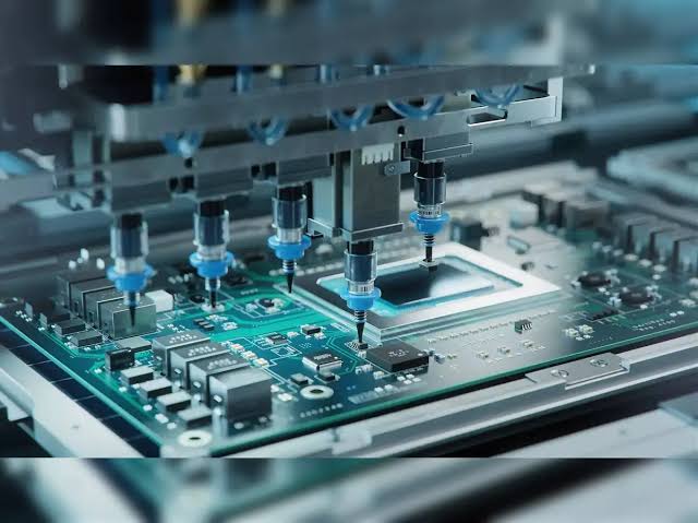 Semiconductor chips on a circuit board representing India's new $13 billion programme to expand local chip production.