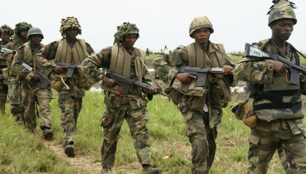 Nigerian security personnel during an operation that repelled a bandit attack in Guga community, Katsina State.