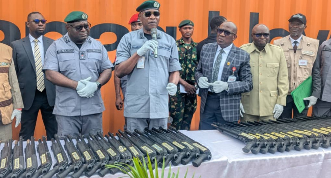 Nigeria Customs officials during an operation against arms smuggling