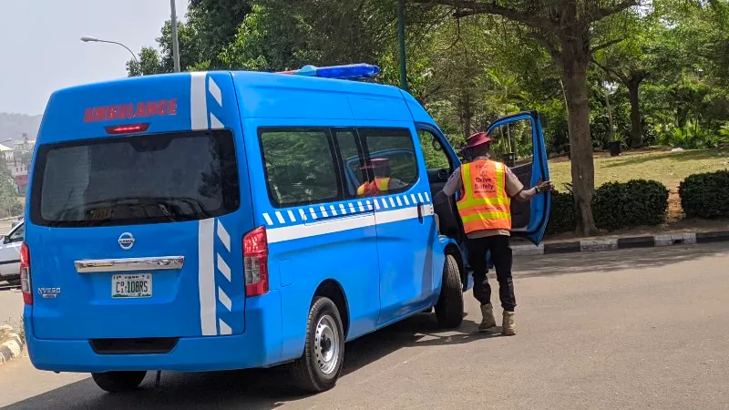 FRSC officials at the scene of a fatal multiple-vehicle crash at Kara, Ibafo, on the Lagos-Ibadan Expressway