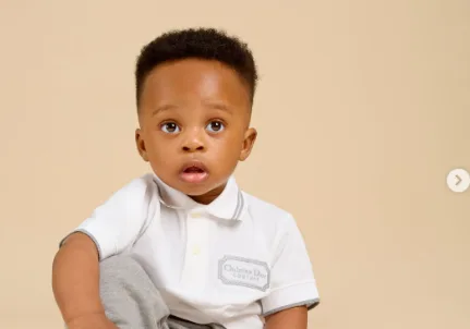 Priscilla Ojo’s son Rakeem Mkambala pictured as he celebrates his first birthday