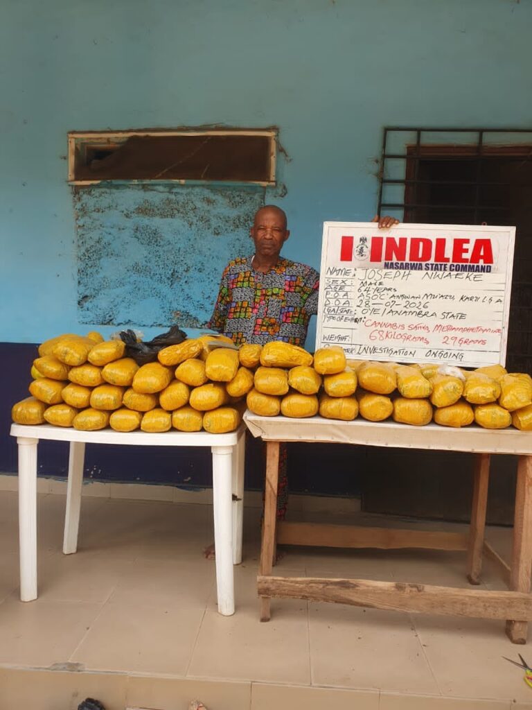 NDLEA operatives arrest a 64-year-old man in Nasarawa State over the alleged possession of cannabis and methamphetamine.