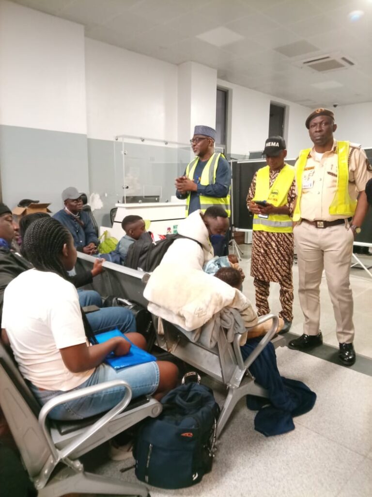 83 Nigerian returnees arriving at Murtala Muhammed International Airport in Lagos from South Africa