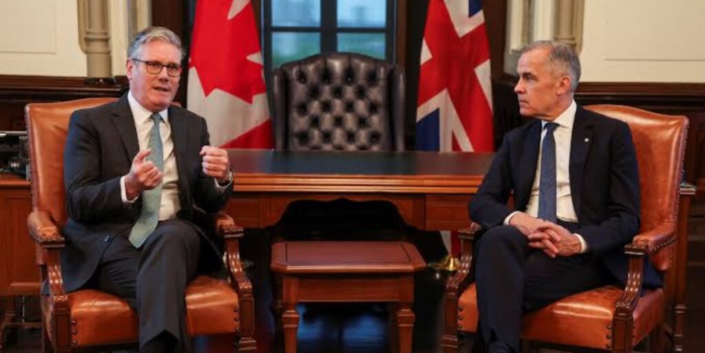 Keir Starmer and Mark Carney during bilateral talks in the UK