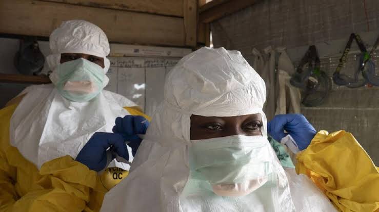 NCDC officials screen travellers arriving from Ebola-affected countries.