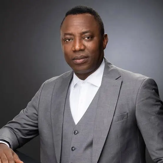 AAC presidential candidate Omoyele Sowore speaking during a television interview